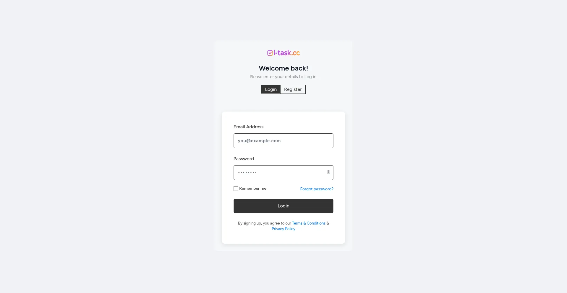 Website screenshot of I-task.cc