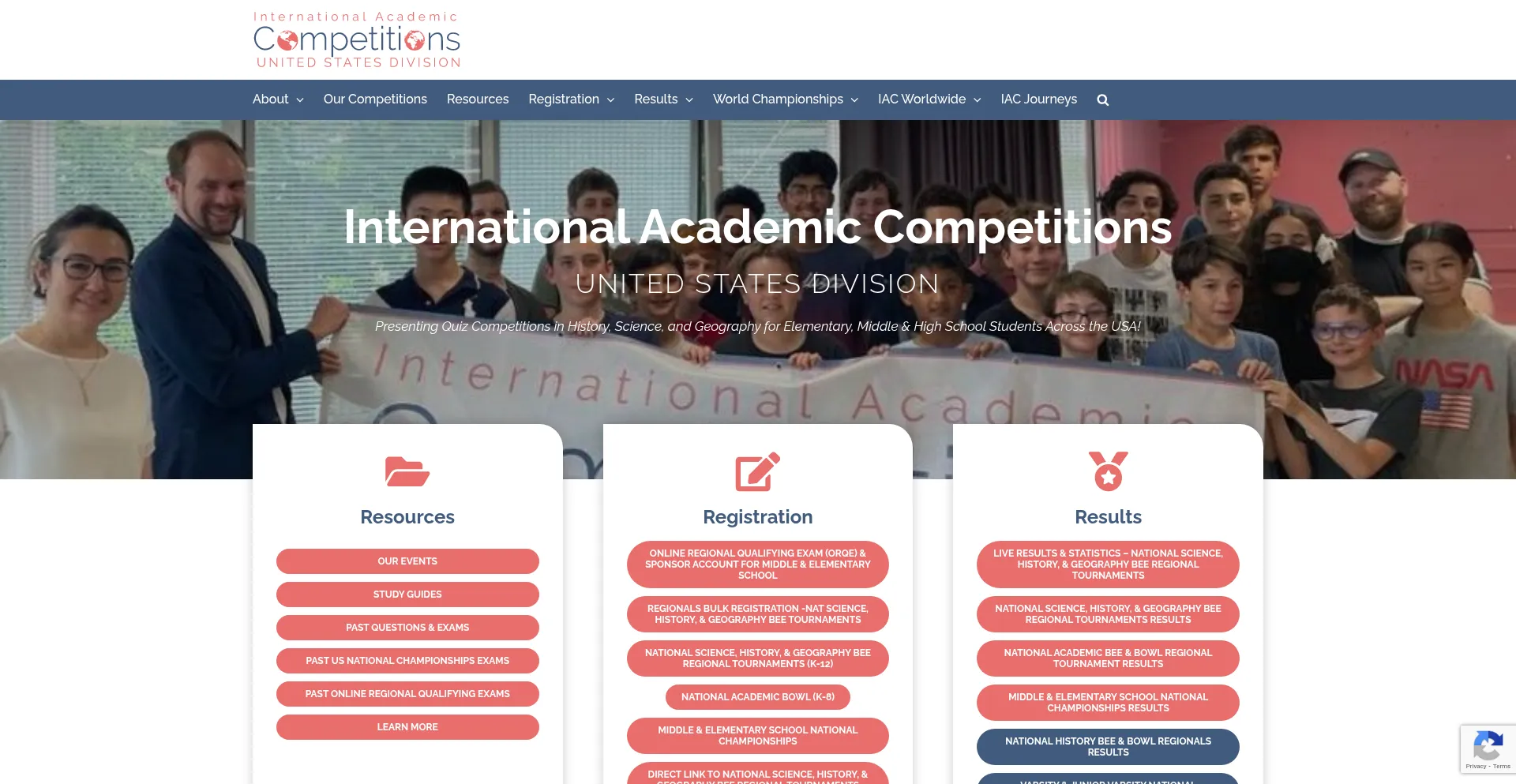 Website screenshot of Iacompetitions.com