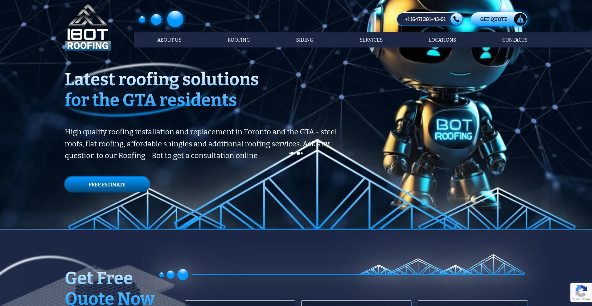 Website screenshot of Ibotroofing.com