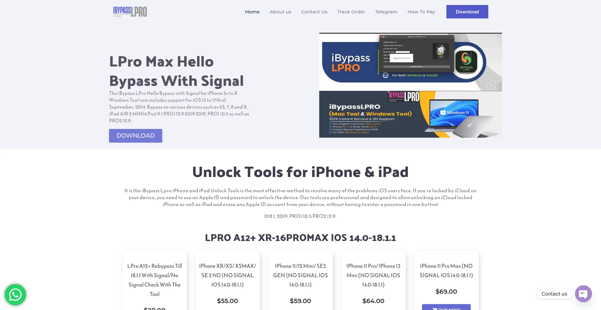 Website screenshot of Ibypasslpro.com
