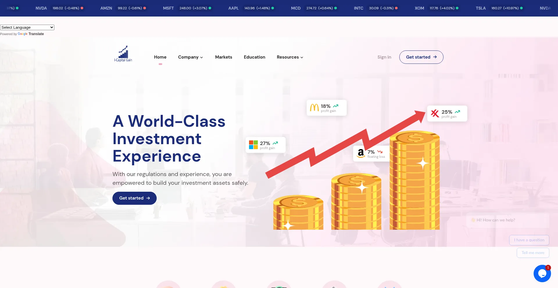 Website screenshot of Icapitalgain.com