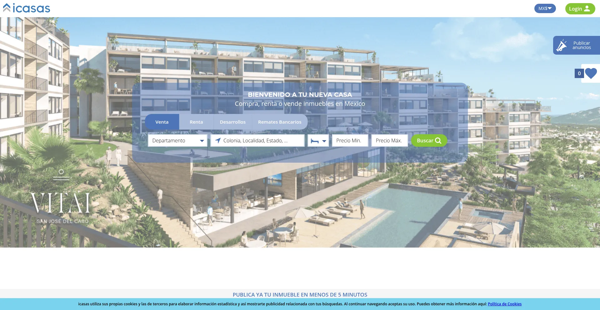 Website screenshot of Icasas.mx