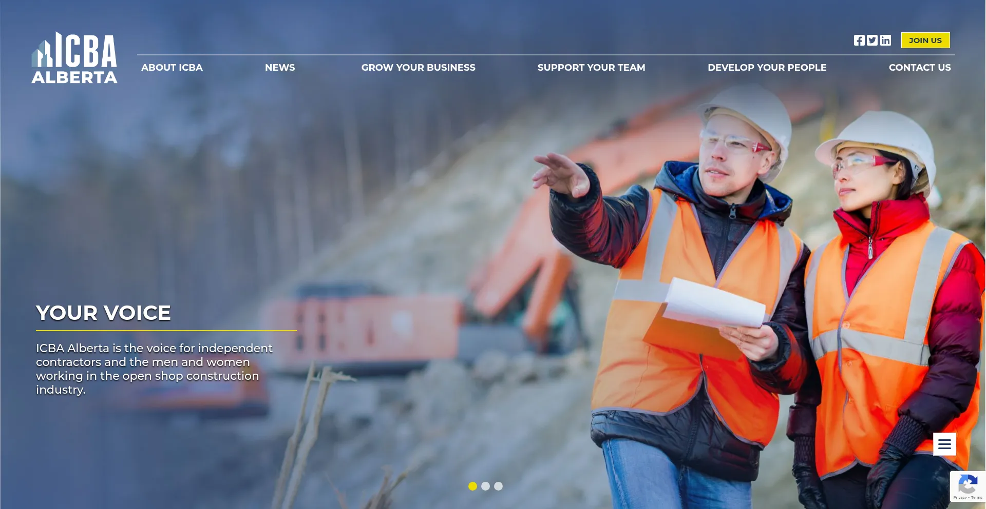 Website screenshot of Icbaalberta.ca