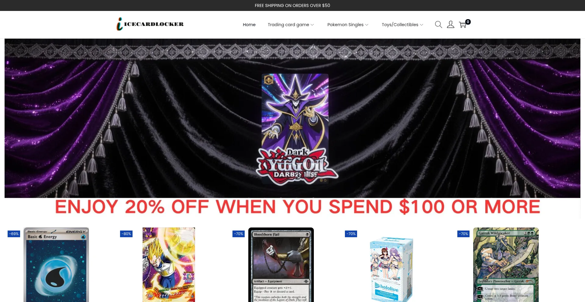 Website screenshot of Icecardlocker.com