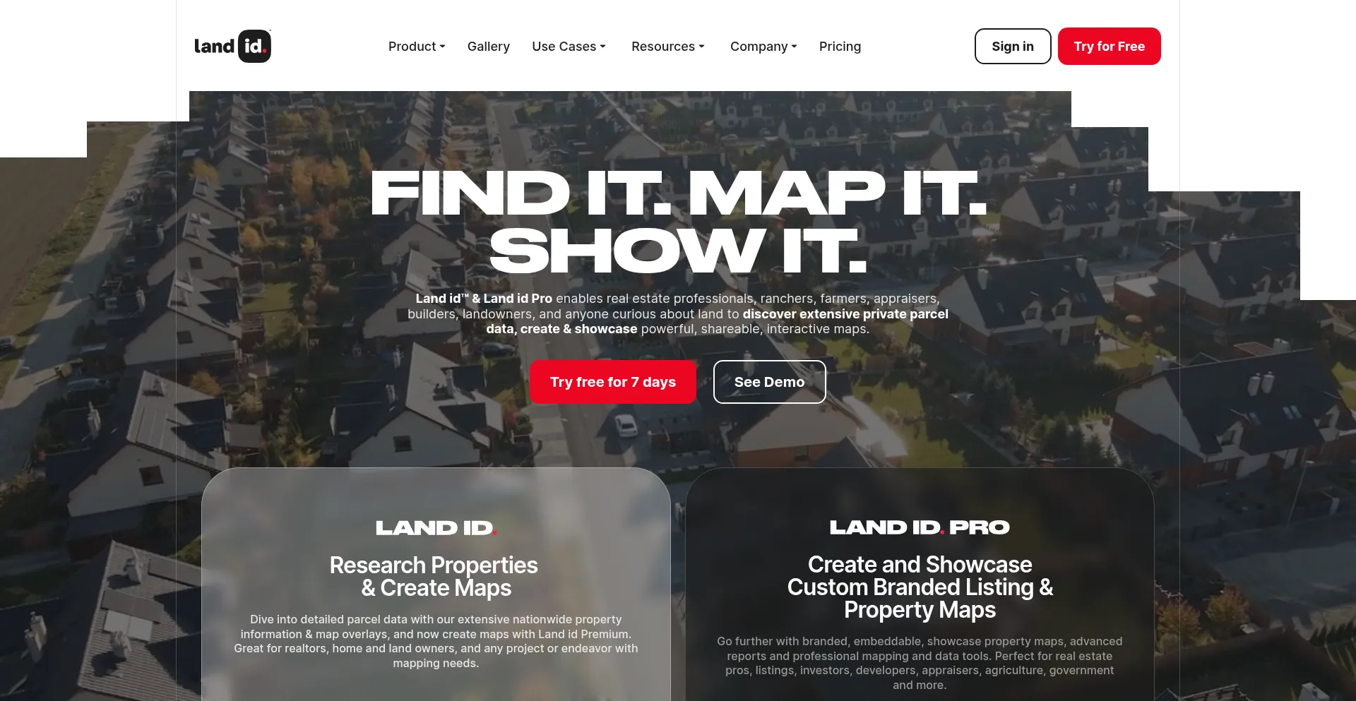 Website screenshot of Id.land