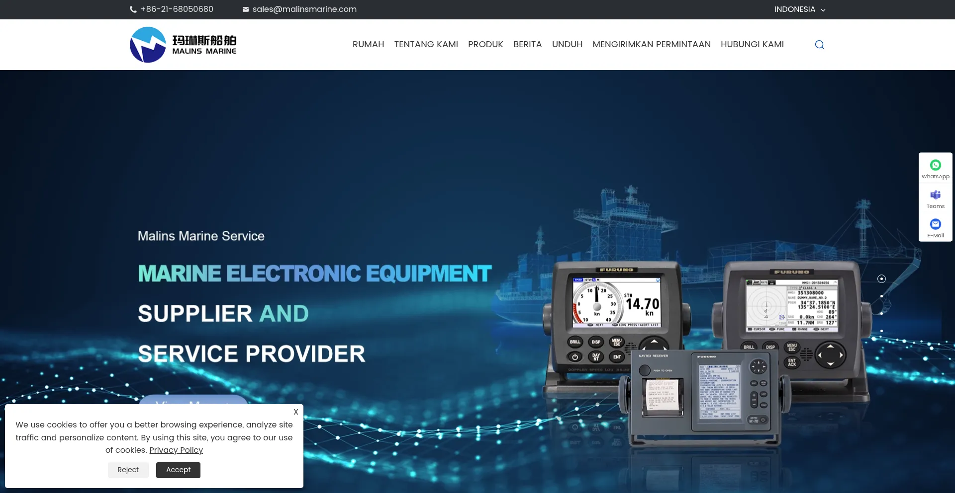 Website screenshot of Id.malinsmarine.com