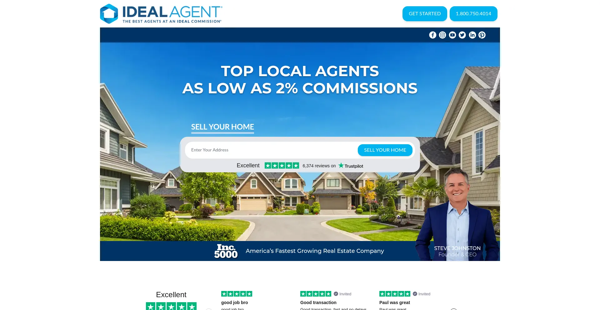 Website screenshot of Idealagent.com