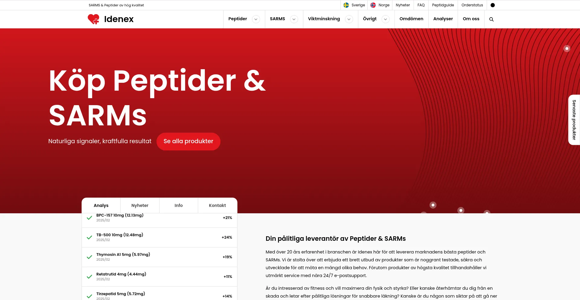 Website screenshot of Idenex.info