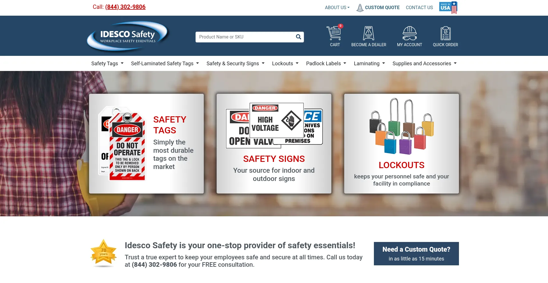 Website screenshot of Idescosafety.com
