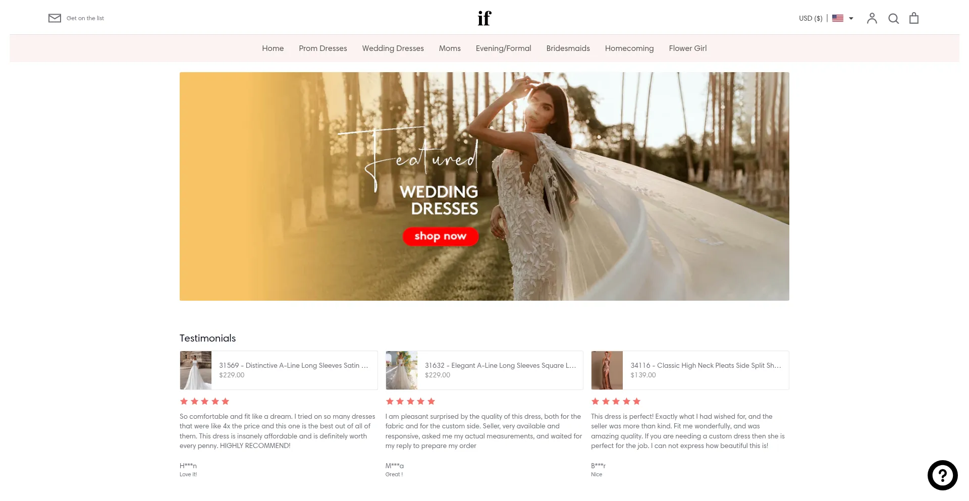 Website screenshot of Ifdress.com