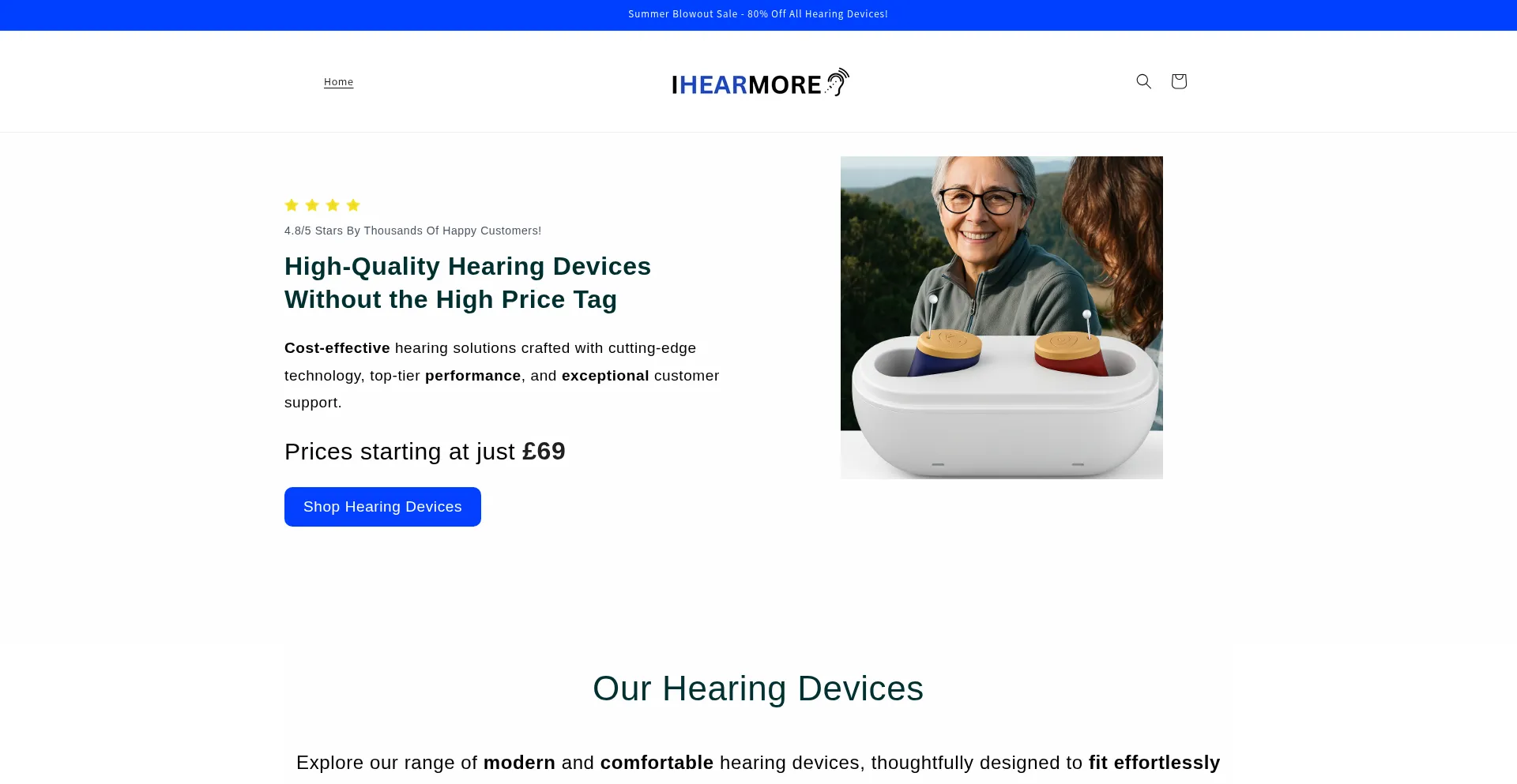 Website screenshot of Ihearmore.com