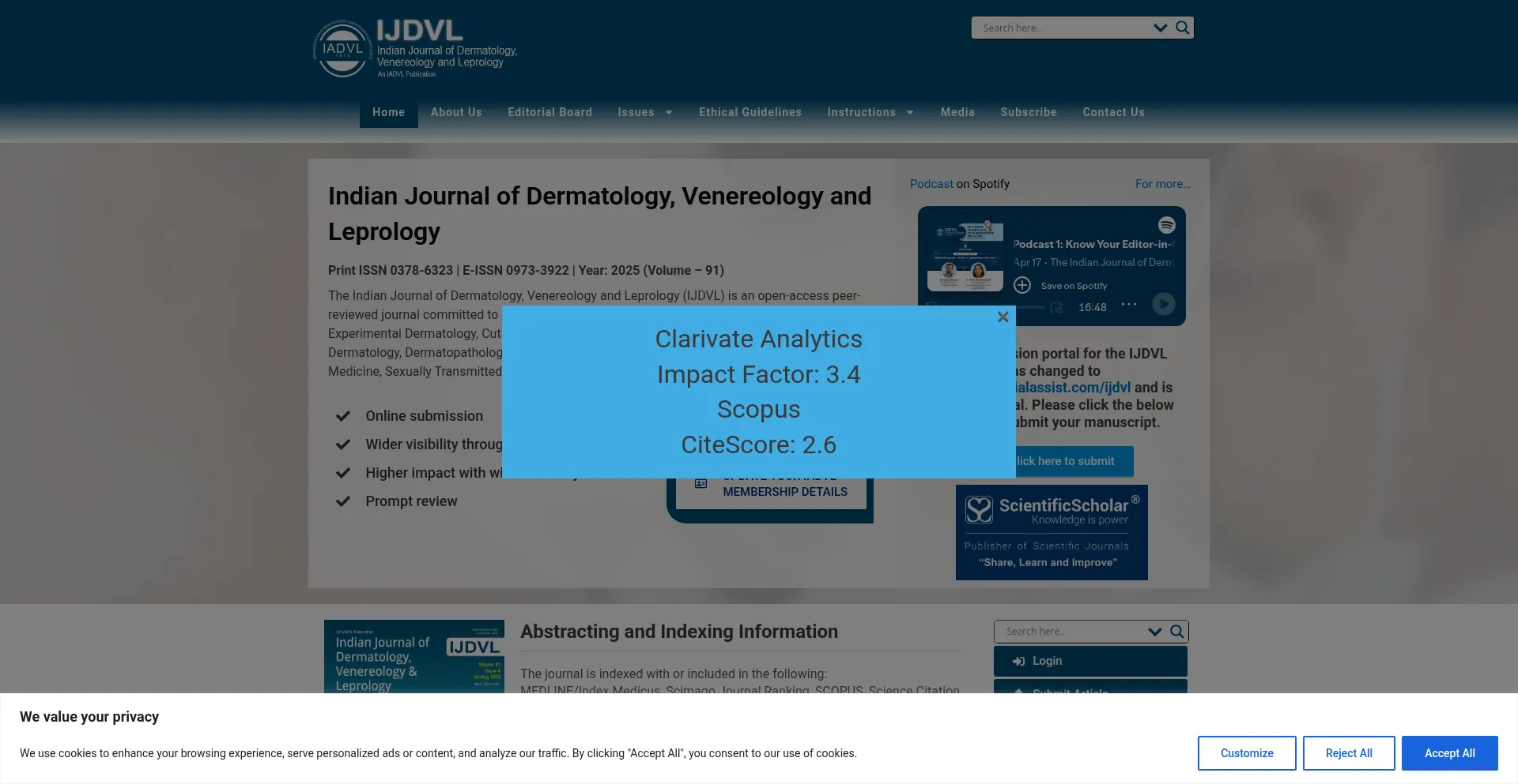 Website screenshot of Ijdvl.com
