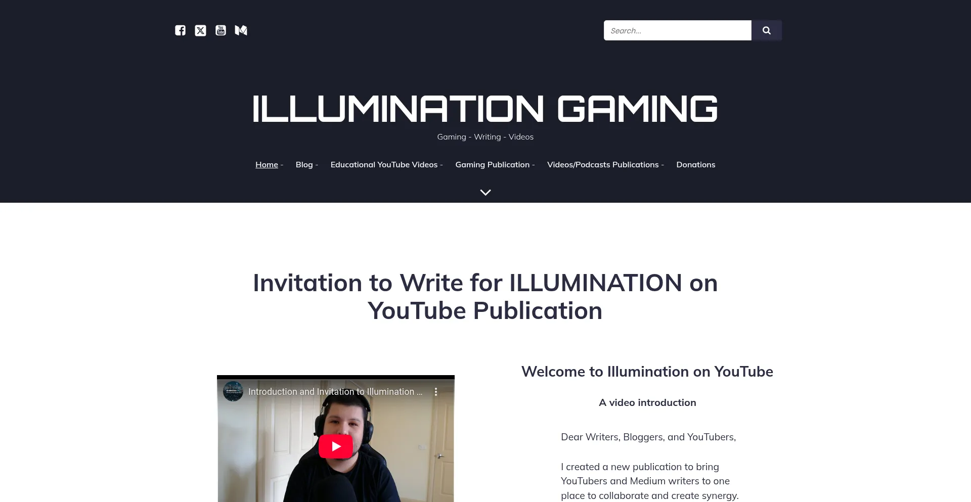 Website screenshot of Illuminationgaming.com