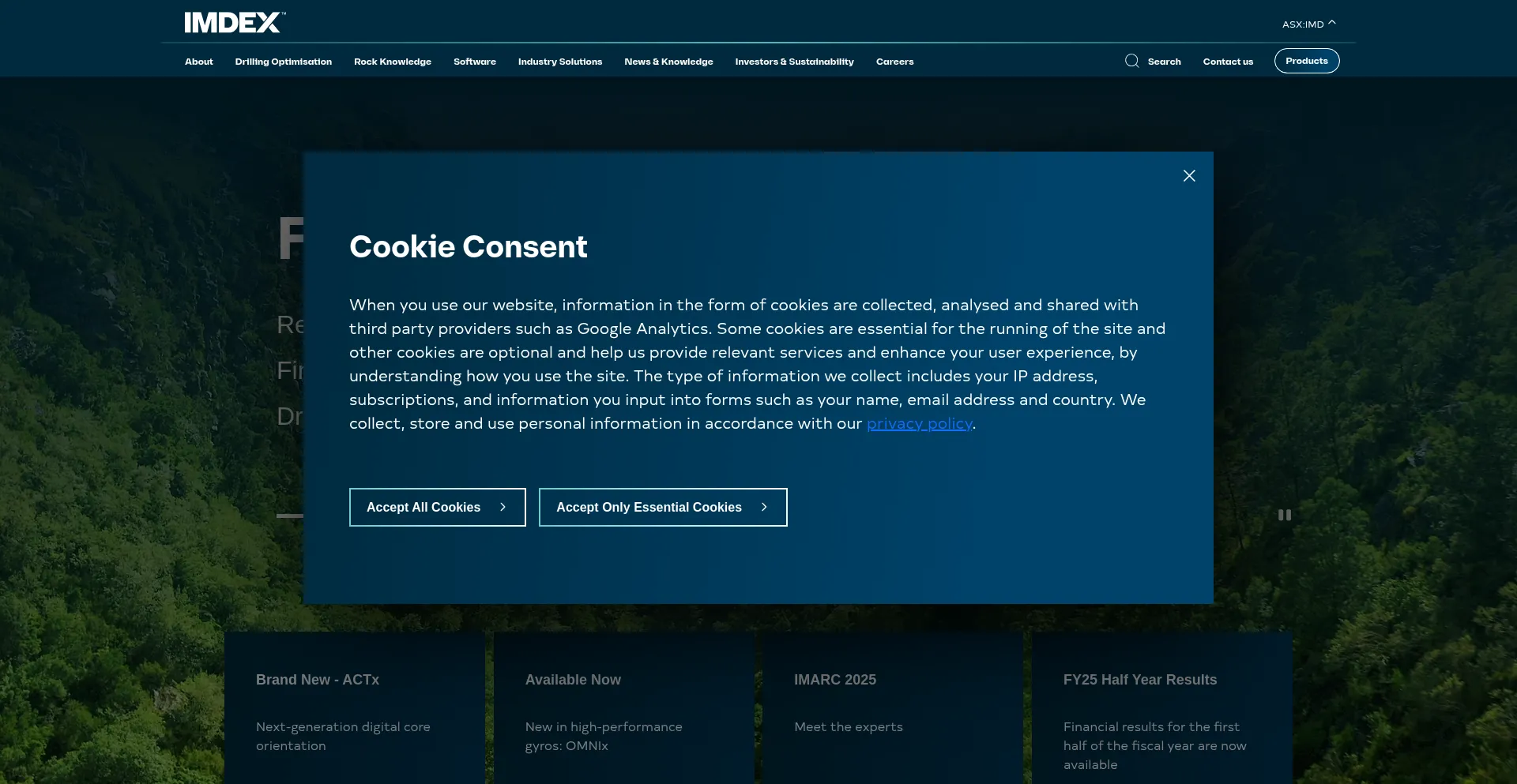 Website screenshot of Imdex.com