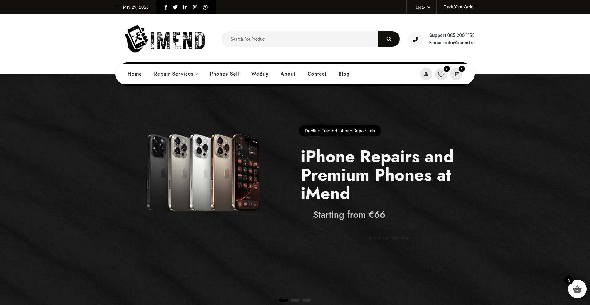 Website screenshot of Imend.ie