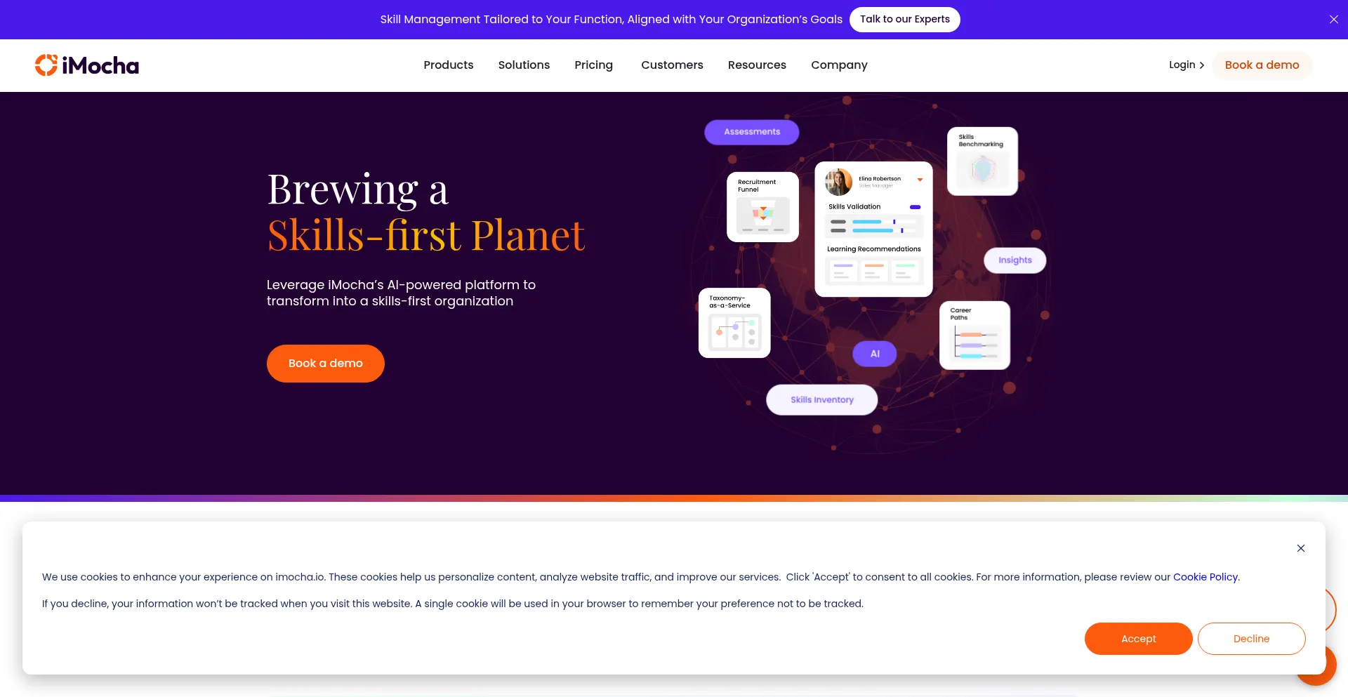 Website screenshot of Imocha.io