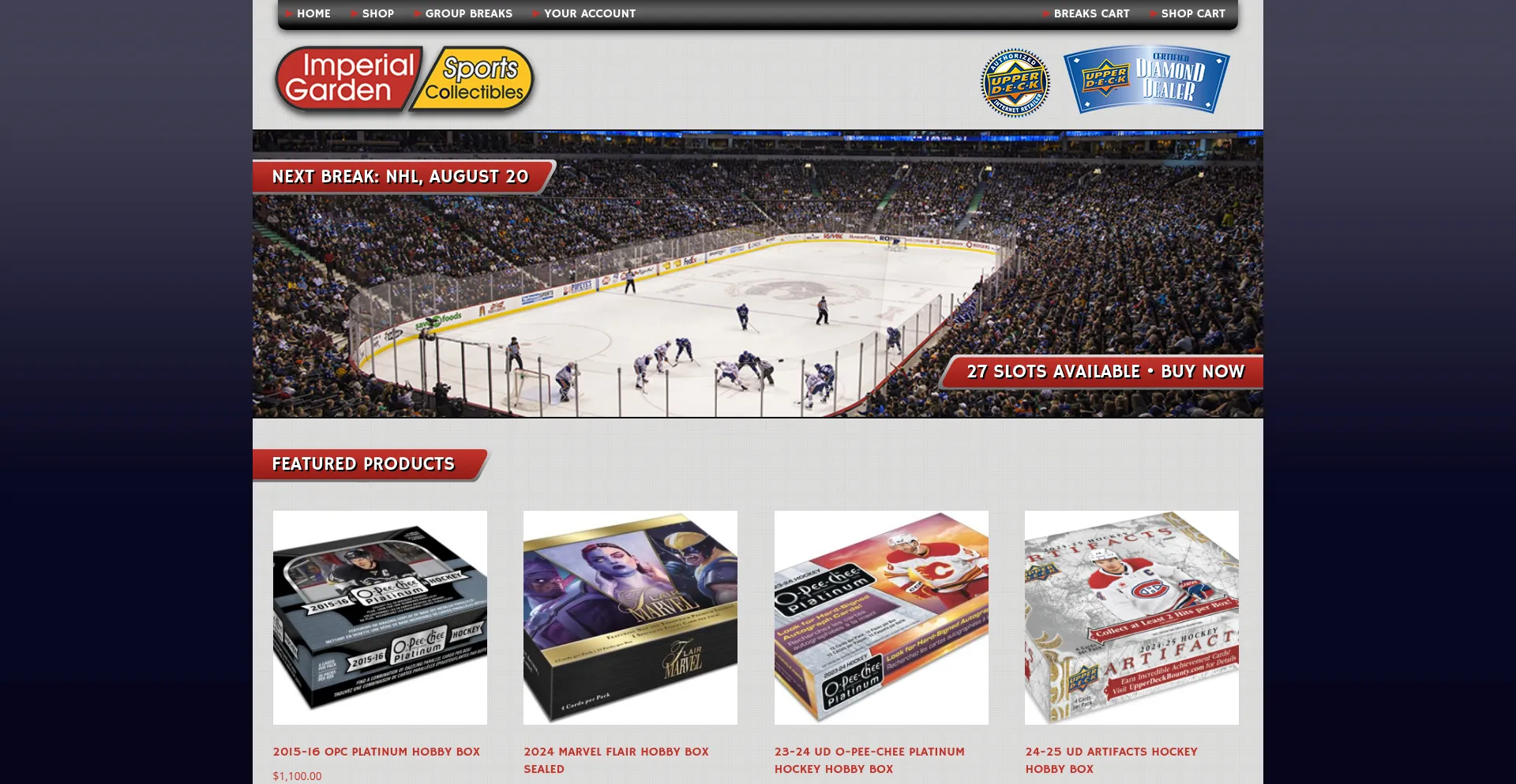 Website screenshot of Imperialgardensc.com