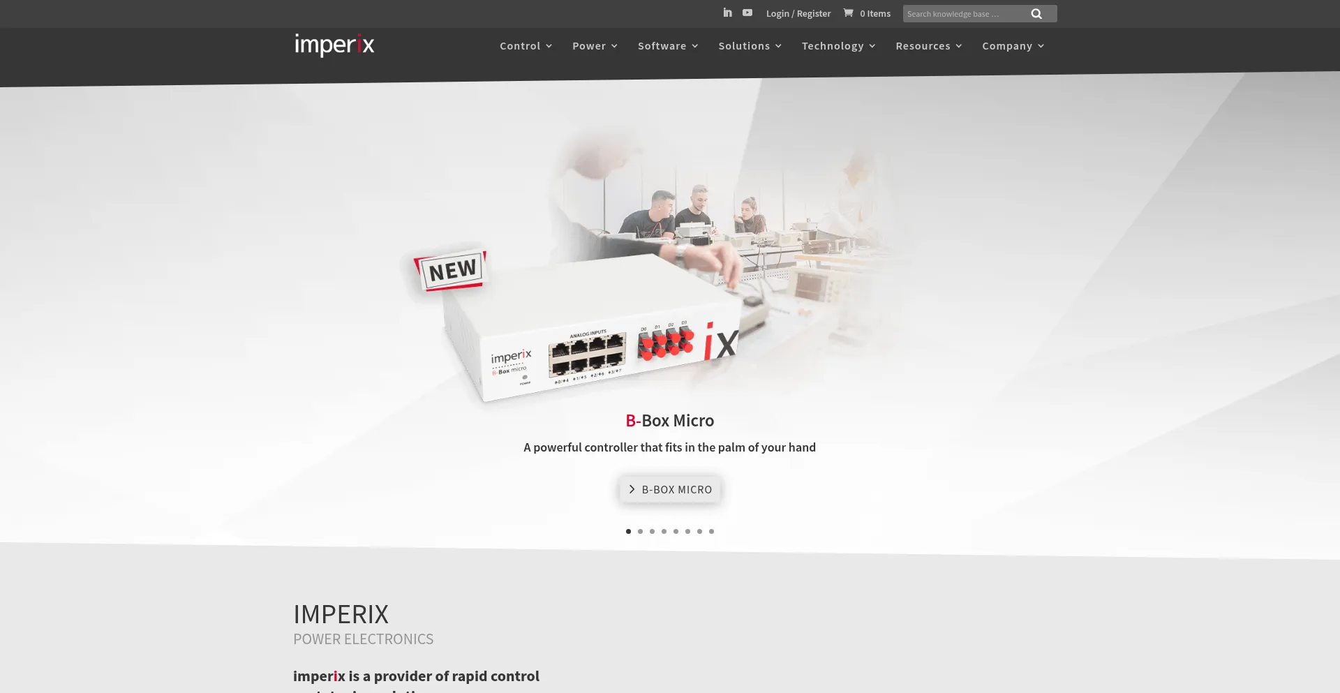 Website screenshot of Imperix.com