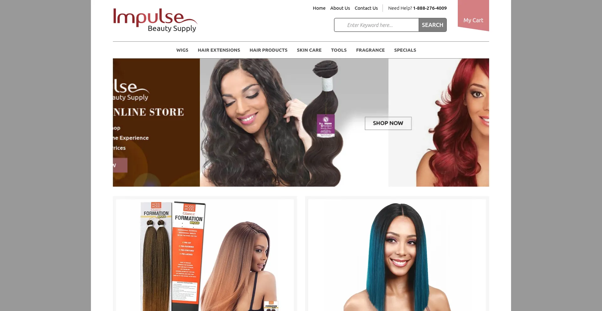Website screenshot of Impulsebeautysupply.com