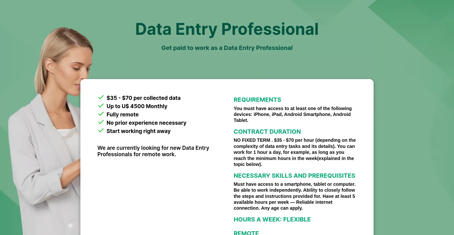 Website screenshot of Impulsedataentry.com