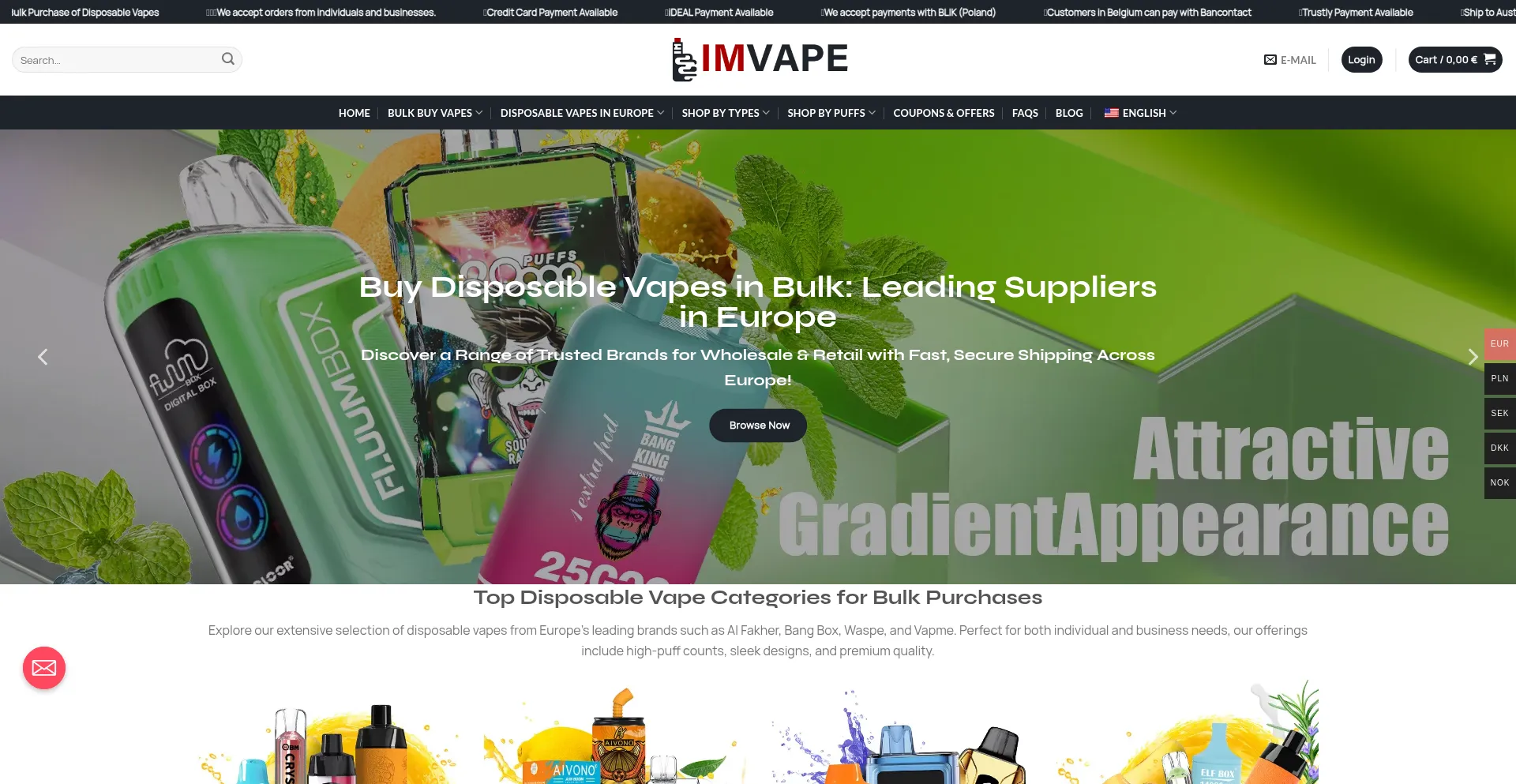 Website screenshot of Imvape.com