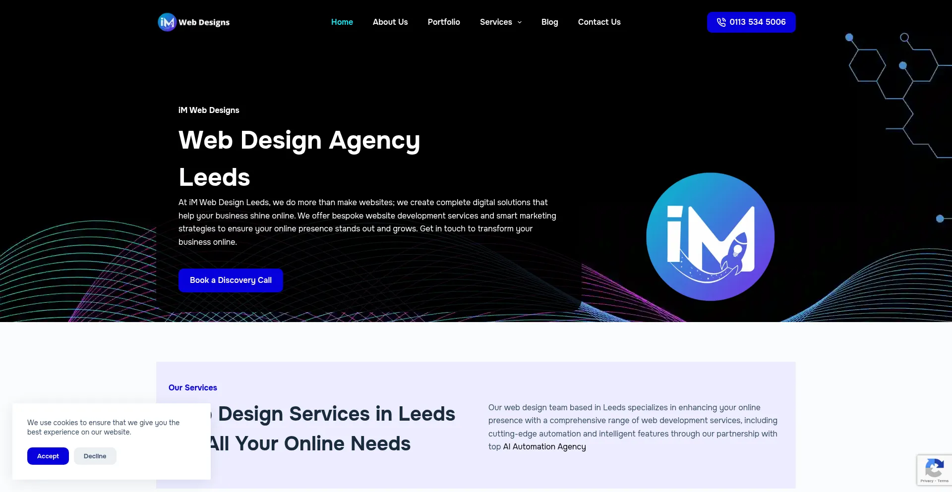 Website screenshot of Imwebdesigns.com