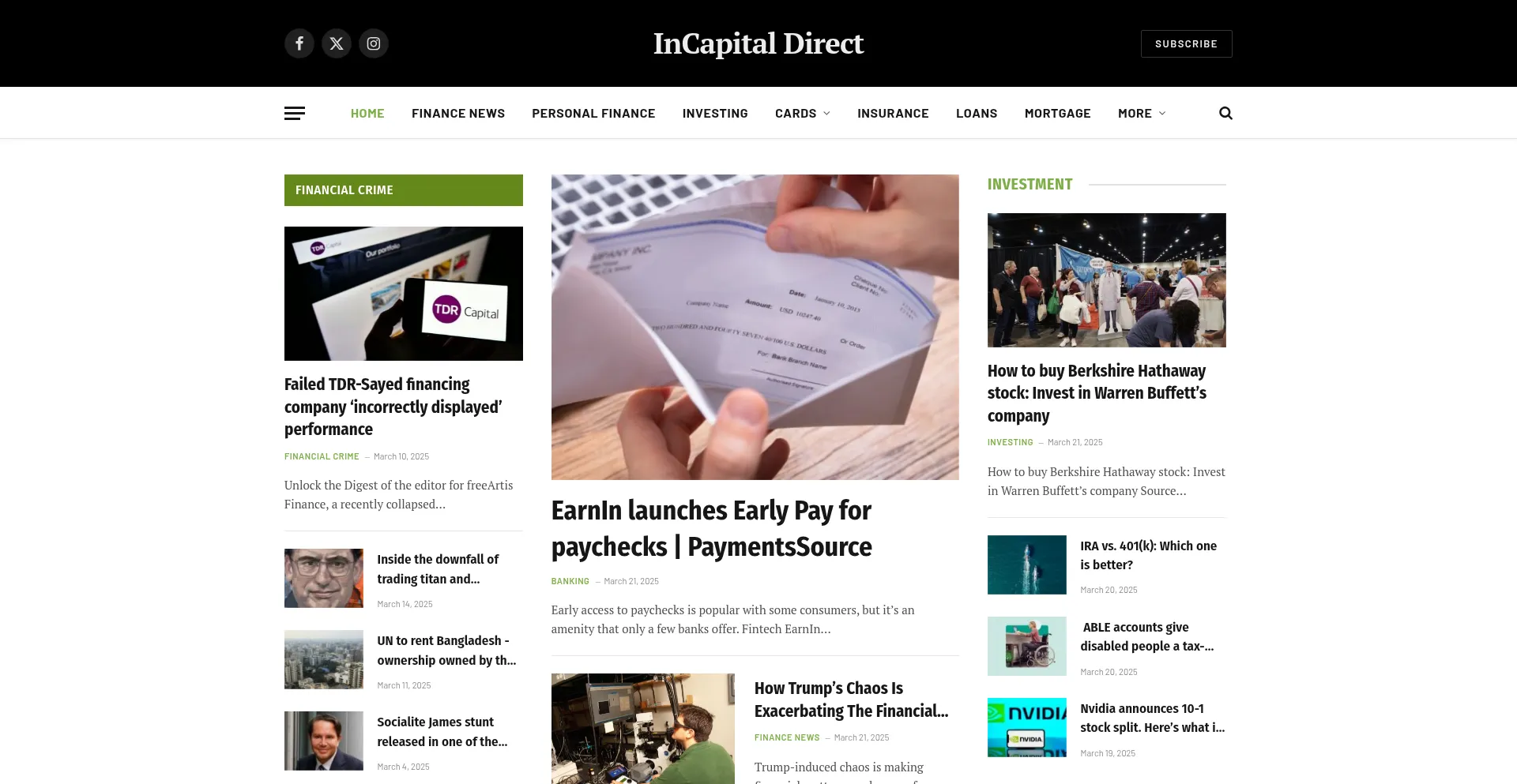 Website screenshot of Incapitaldirect.com