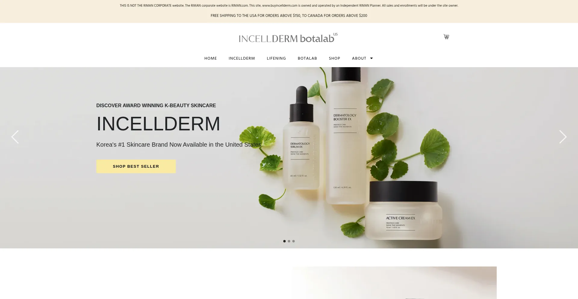 Website screenshot of Incelldermbotalabus.com
