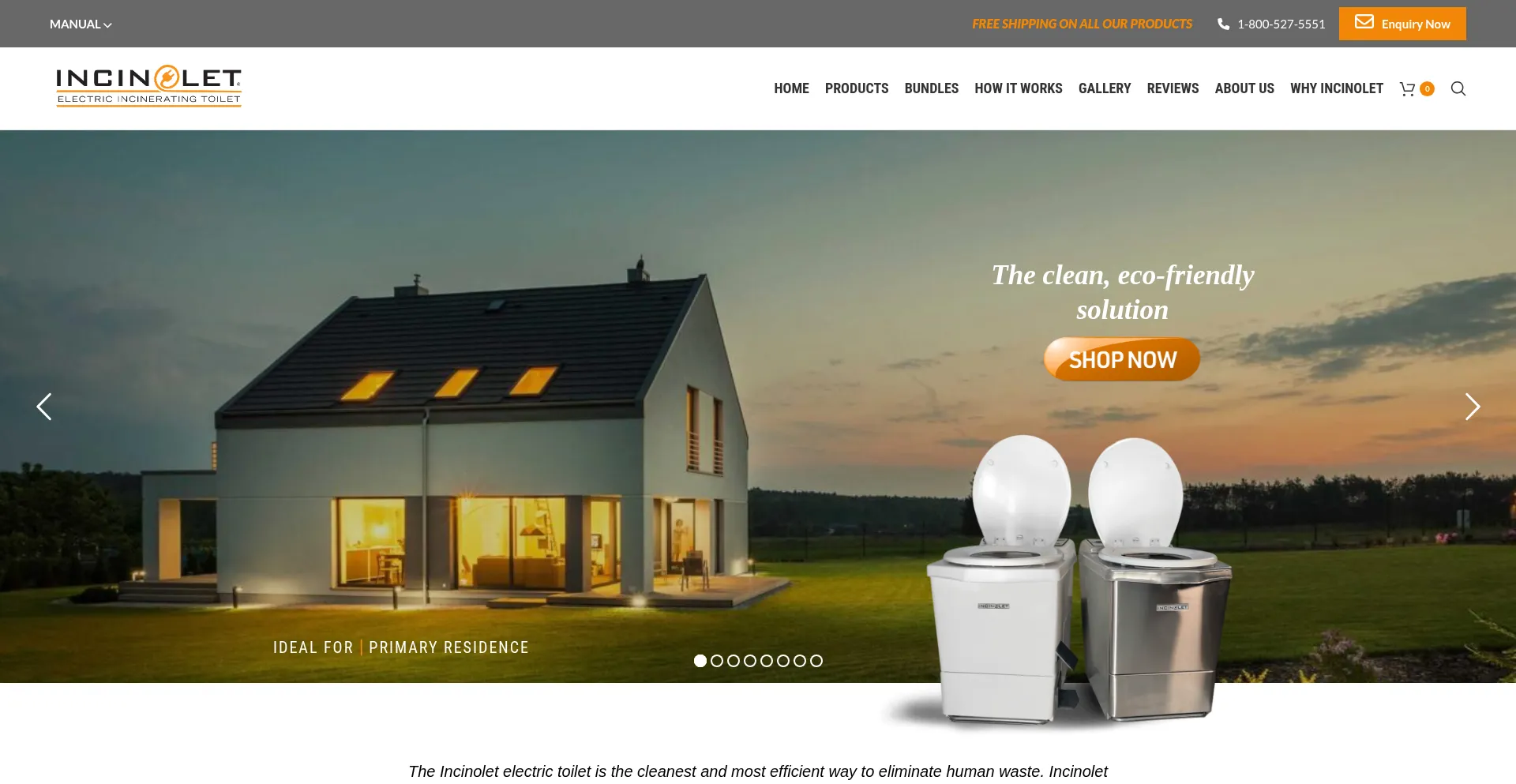 Website screenshot of Incinolet.com