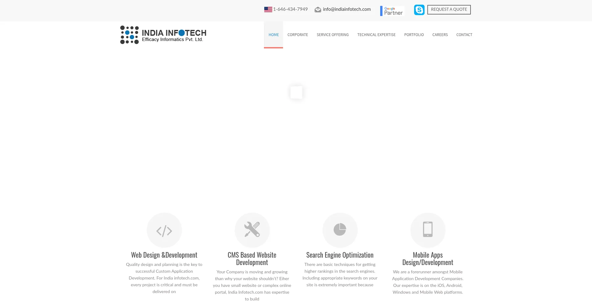 Website screenshot of Indiainfotech.com