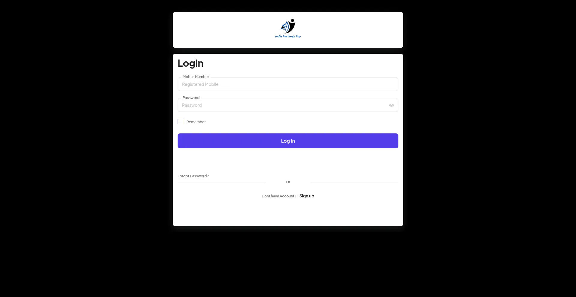 Website screenshot of Indiarechargepay.com