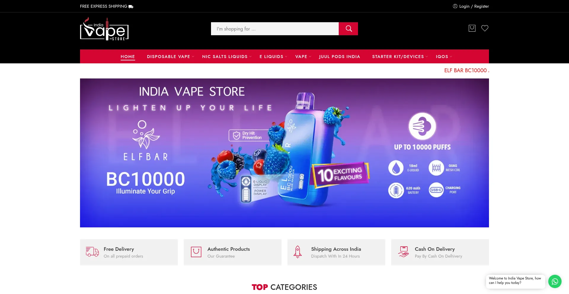 Website screenshot of Indiavapestore.com