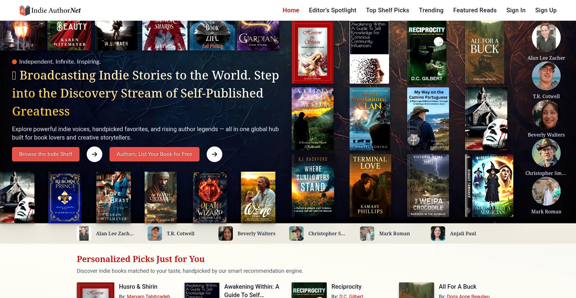 Website screenshot of Indieauthornet.com