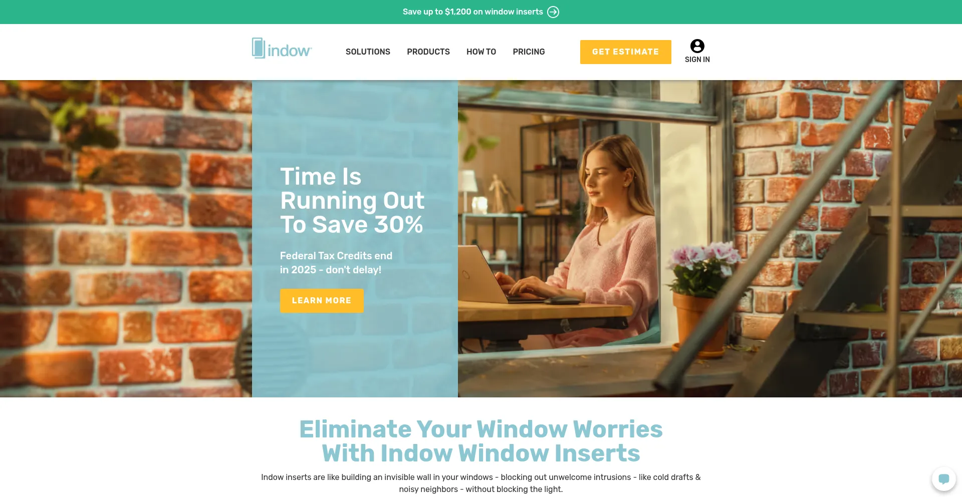 Website screenshot of Indowwindows.com