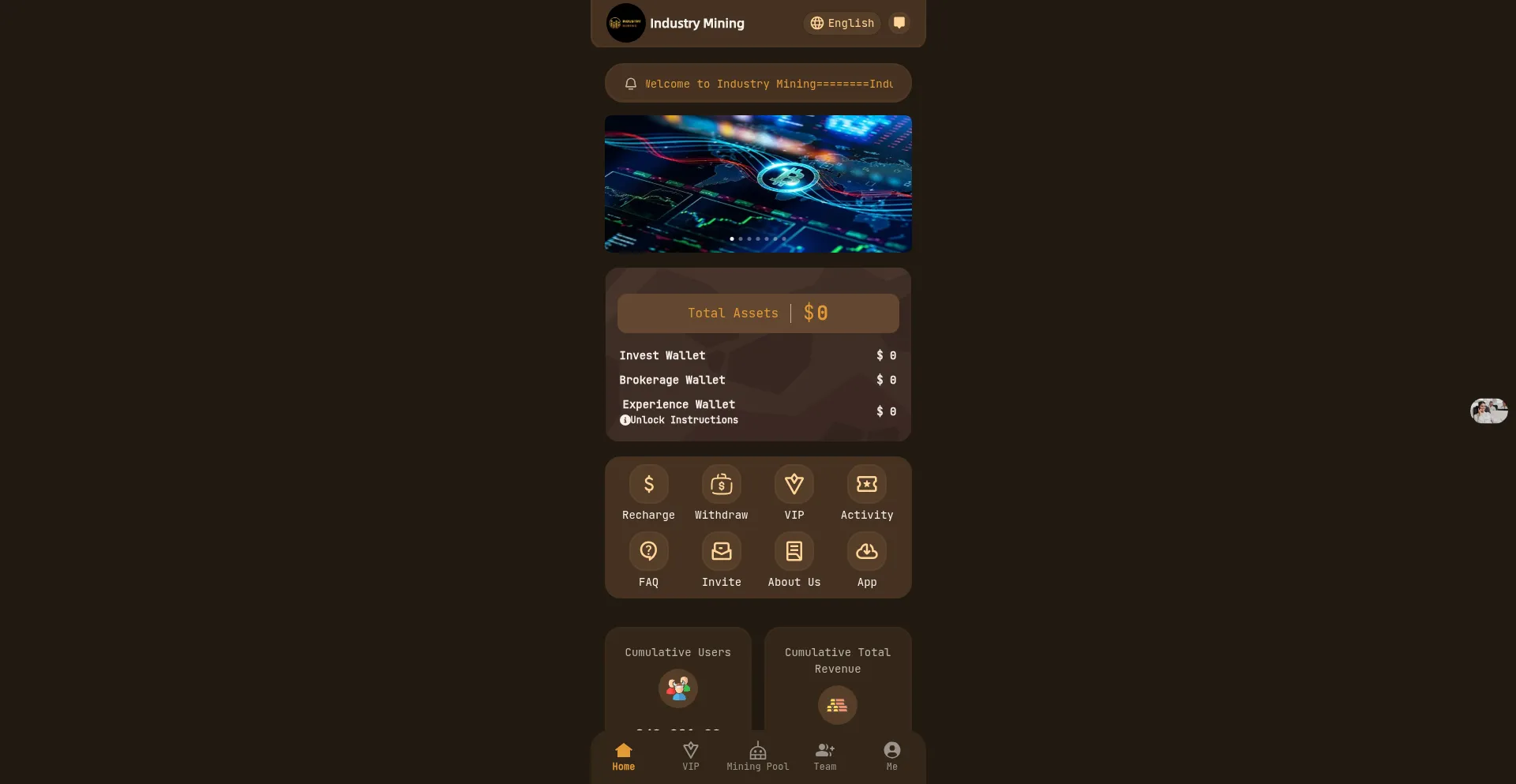 Website screenshot of Indumining.vip