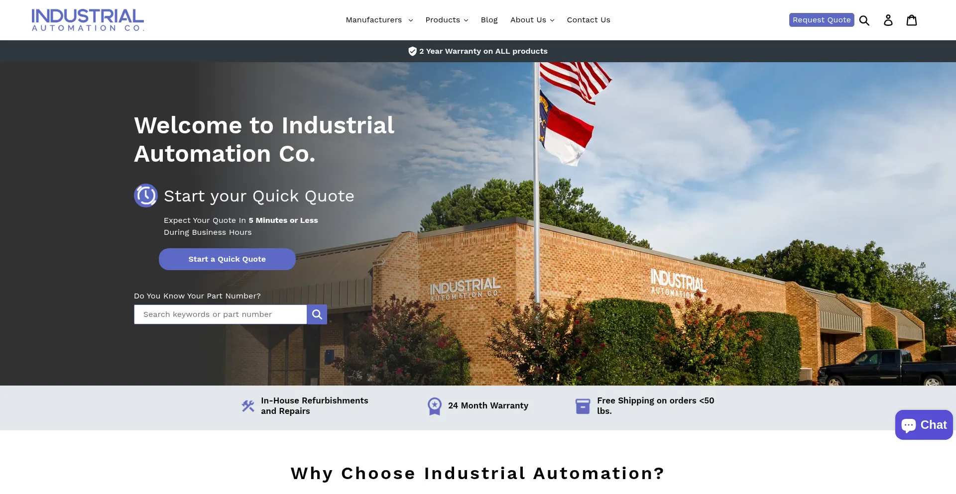 Website screenshot of Industrialautomationco.com