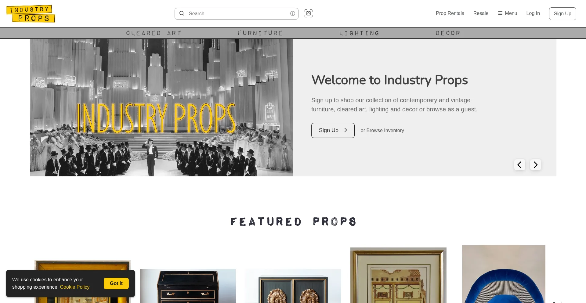 Website screenshot of Industrypropsnyc.com