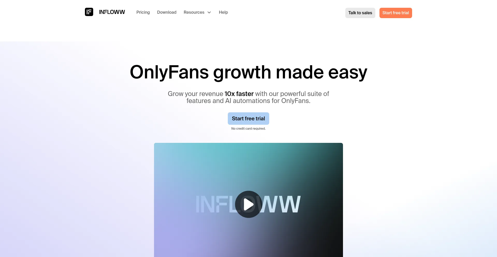 Website screenshot of Infloww.com