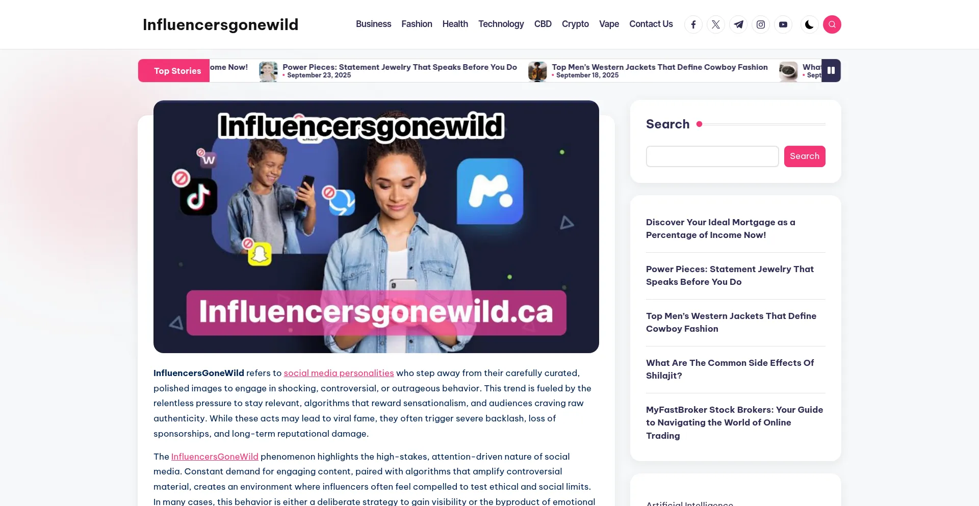 Influencersgonewild.ca Screenshot