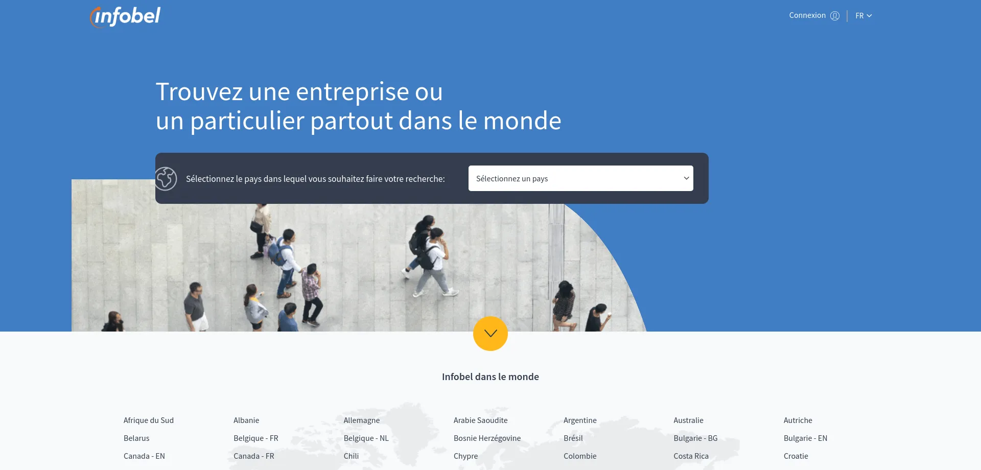 Website screenshot of Infobel.com