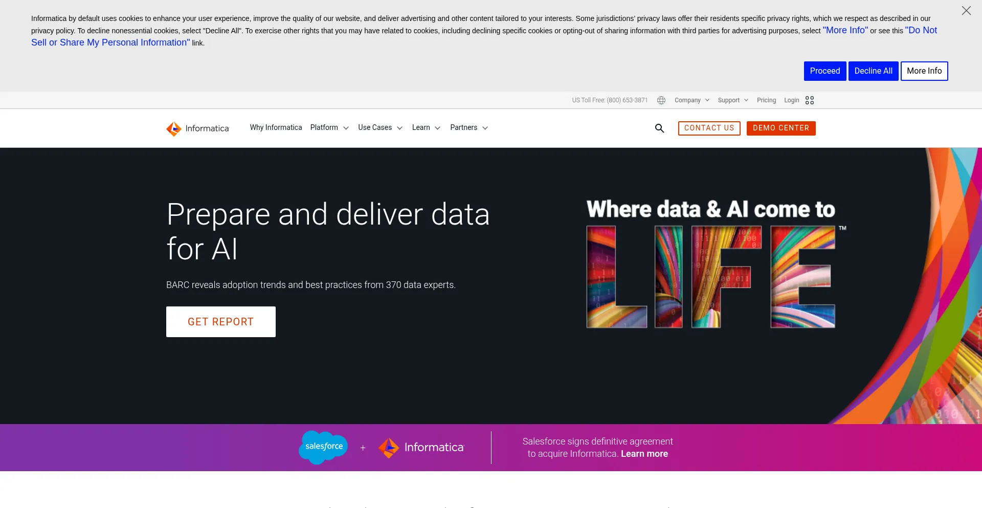 Website screenshot of Informatica.com