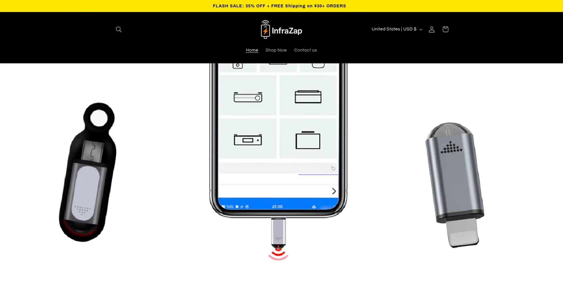 Website screenshot of Infrazap.net