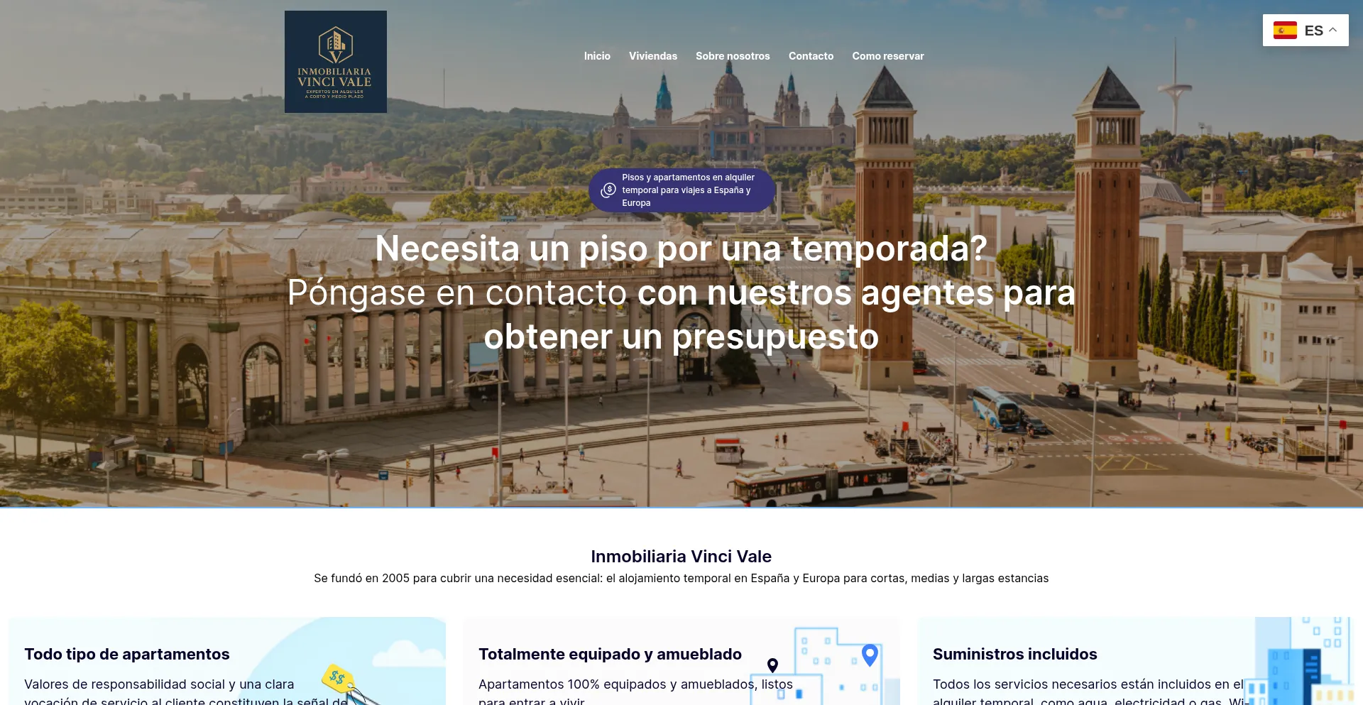 Website screenshot of Inmobiliariavincivale.com