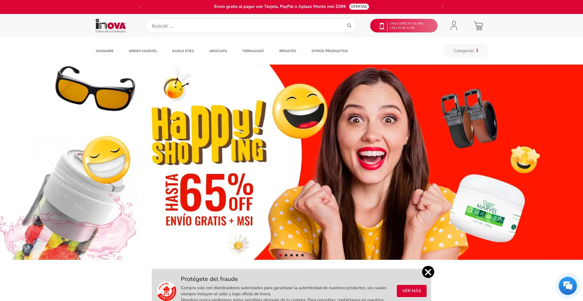 Website screenshot of Inova.com.mx