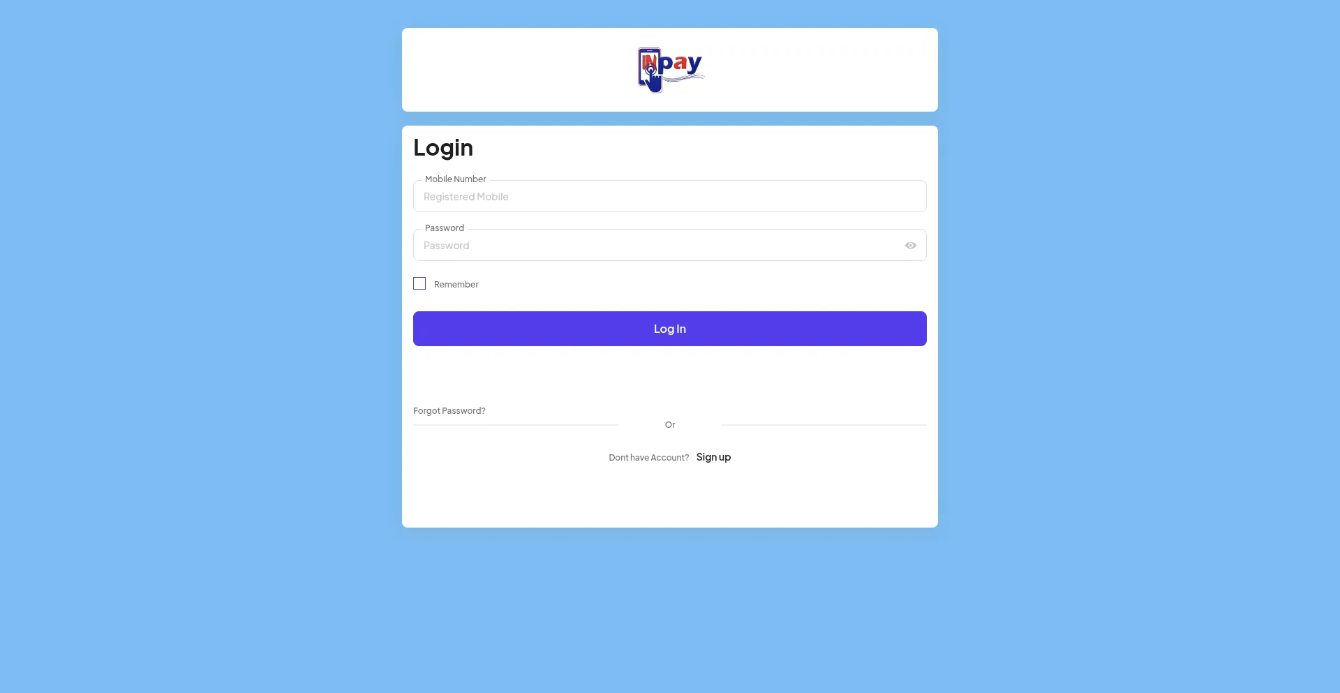 Website screenshot of Inpayrecharge.in