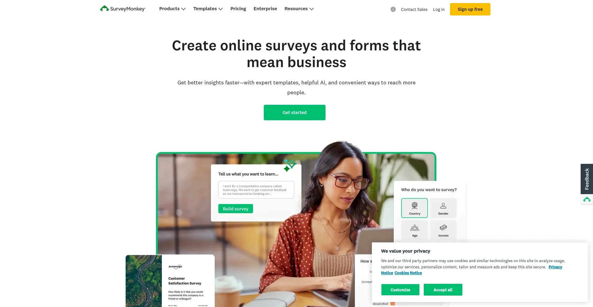 Website screenshot of Insightspolling.us