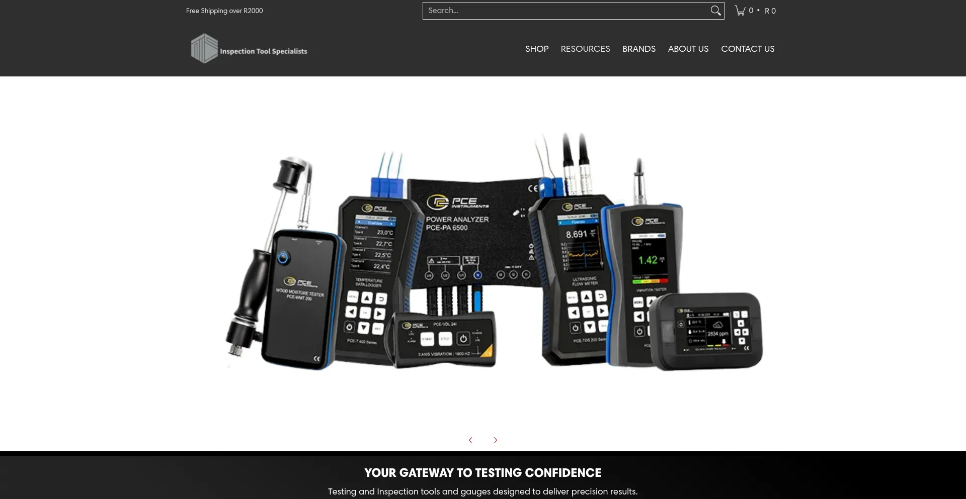 Website screenshot of Inspectiontools.co.za