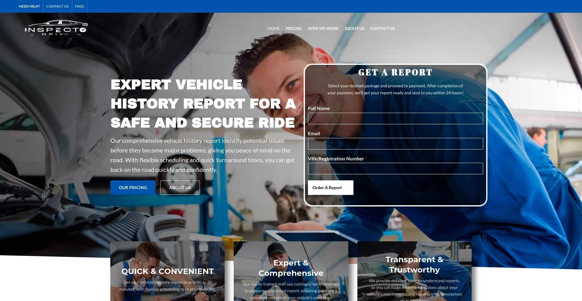Website screenshot of Inspectodrive.com
