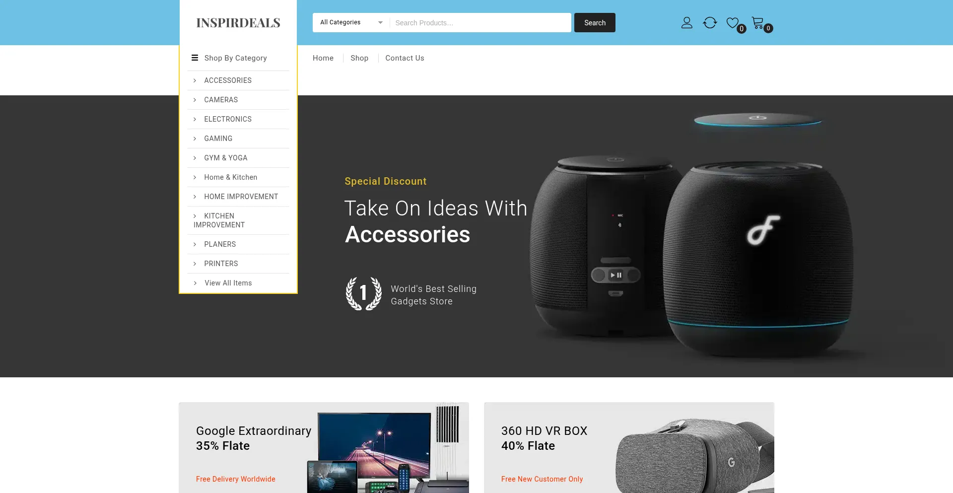 Website screenshot of Inspirdeals.com