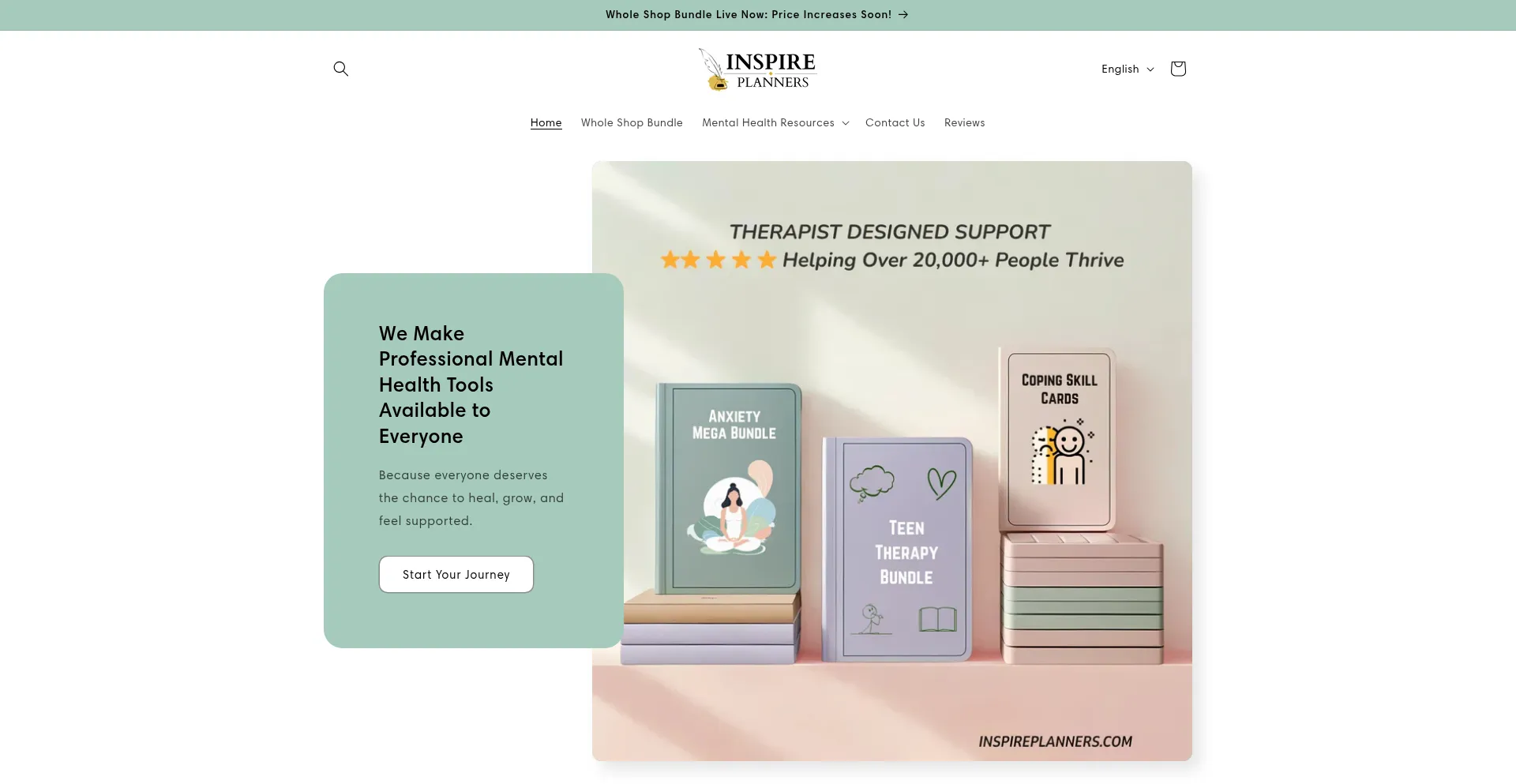 Website screenshot of Inspireplanners.com